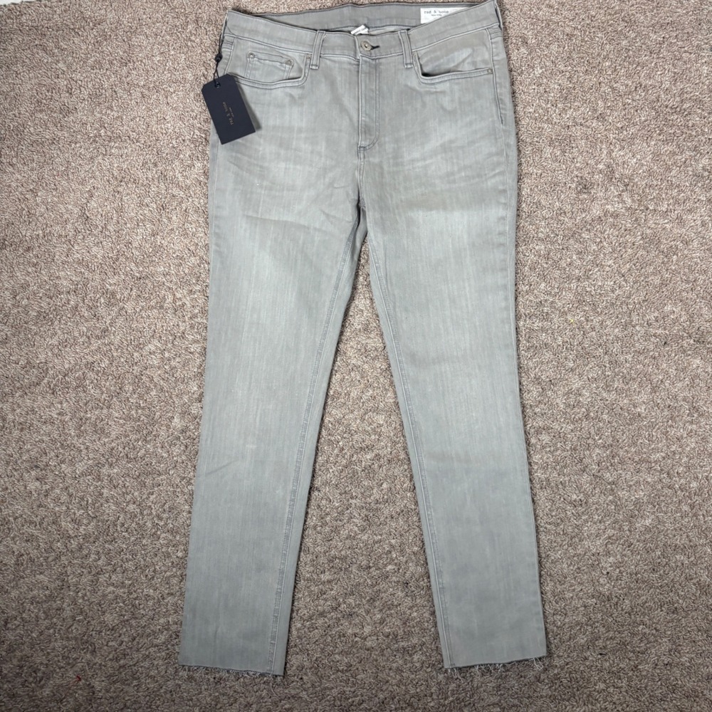 Rag & Bone Ankle Skinny Jeans Burmese Grey Raw Hem W1526K120BUR Womens 33‎